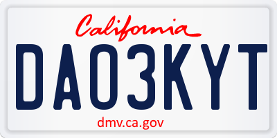 CA license plate DAO3KYT