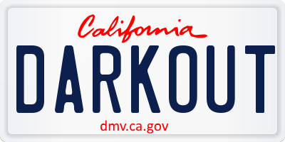 CA license plate DARKOUT