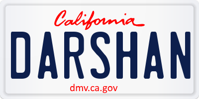 CA license plate DARSHAN