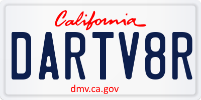 CA license plate DARTV8R