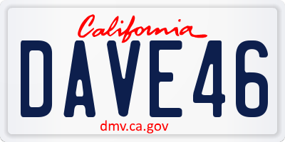 CA license plate DAVE46