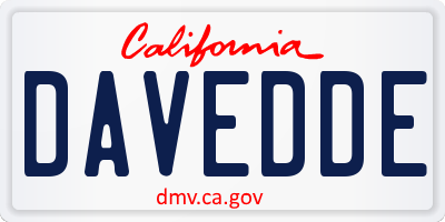 CA license plate DAVEDDE