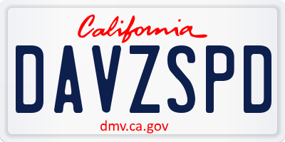 CA license plate DAVZSPD