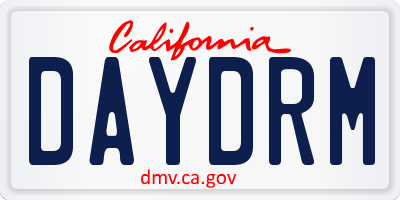 CA license plate DAYDRM