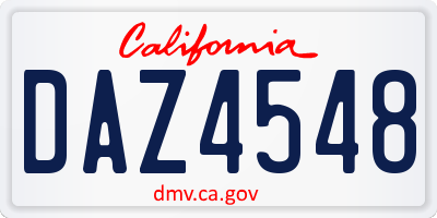 CA license plate DAZ4548