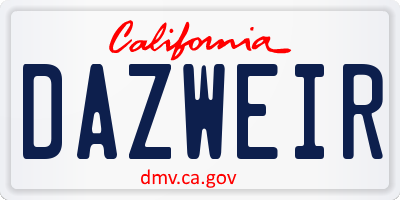 CA license plate DAZWEIR