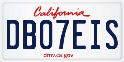 CA license plate DB07EIS