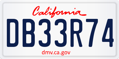 CA license plate DB33R74