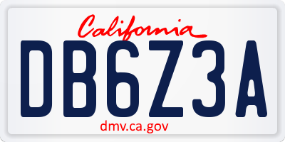 CA license plate DB6Z3A