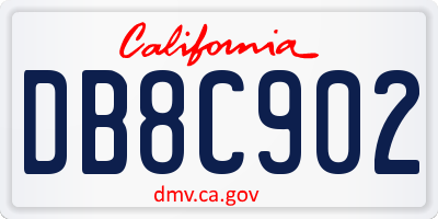 CA license plate DB8C902