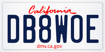 CA license plate DB8WOE