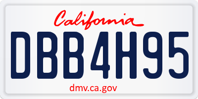 CA license plate DBB4H95