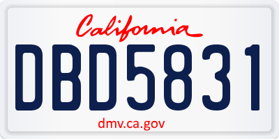 CA license plate DBD5831