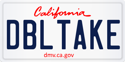 CA license plate DBLTAKE