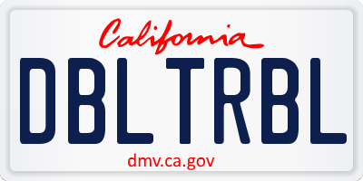 CA license plate DBLTRBL