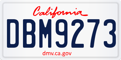 CA license plate DBM9273