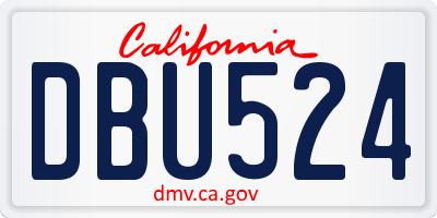 CA license plate DBU524