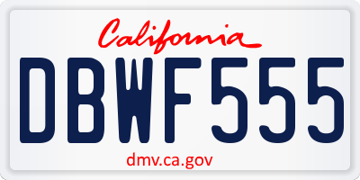 CA license plate DBWF555