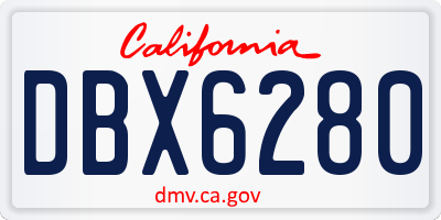 CA license plate DBX6280