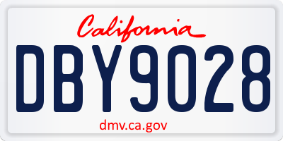 CA license plate DBY9028