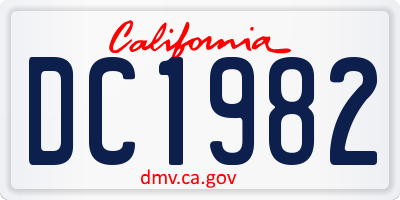 CA license plate DC1982