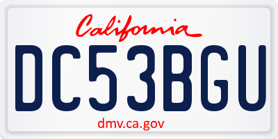 CA license plate DC53BGU