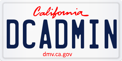 CA license plate DCADMIN