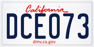 CA license plate DCE073