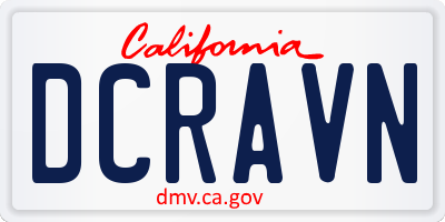 CA license plate DCRAVN