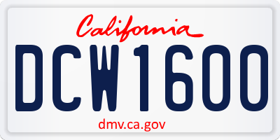 CA license plate DCW1600