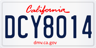 CA license plate DCY8014