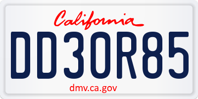 CA license plate DD30R85