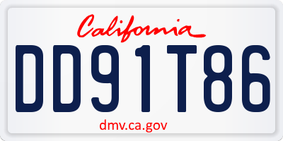 CA license plate DD91T86