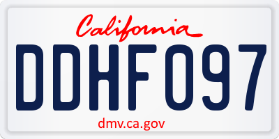 CA license plate DDHF097