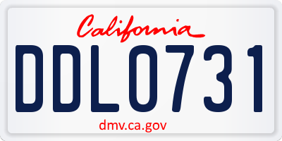 CA license plate DDL0731