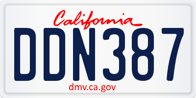 CA license plate DDN387