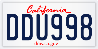 CA license plate DDU998