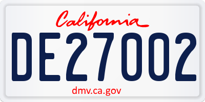 CA license plate DE27002