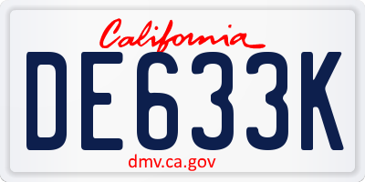 CA license plate DE633K