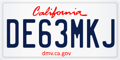 CA license plate DE63MKJ