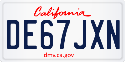 CA license plate DE67JXN