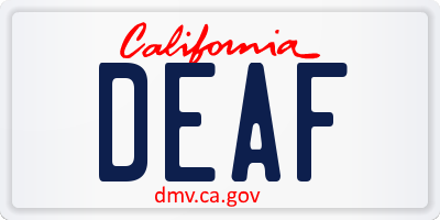 CA license plate DEAF