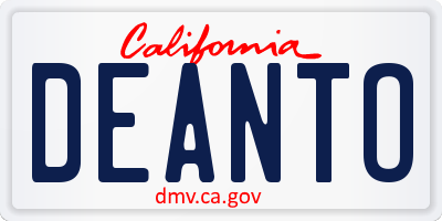 CA license plate DEANTO