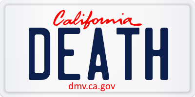 CA license plate DEATH