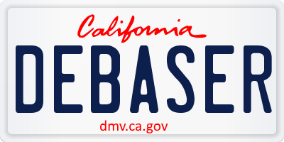 CA license plate DEBASER