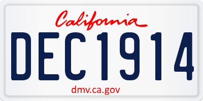 CA license plate DEC1914