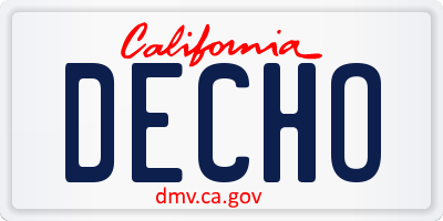 CA license plate DECHO