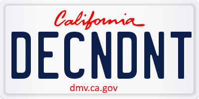 CA license plate DECNDNT