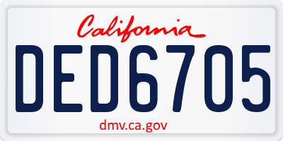 CA license plate DED6705