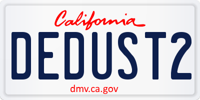 CA license plate DEDUST2